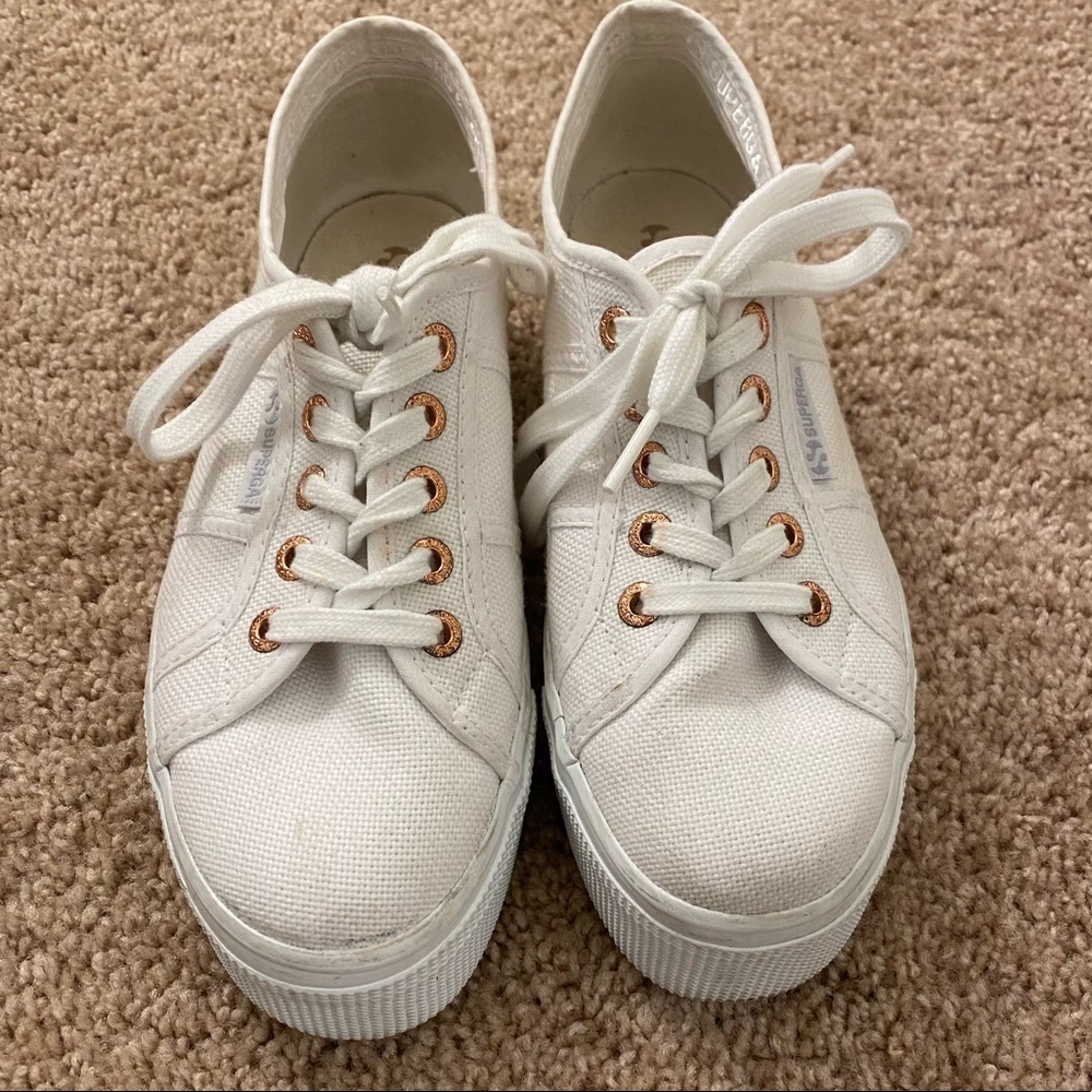 Superga 2790 Platform Sneaker in White & Rose